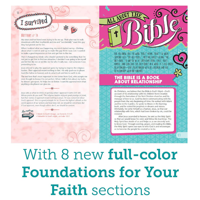 NLT Girls Life Application Study Bible - Pink Flower Hardcover - Morning Star Christian Bookstores