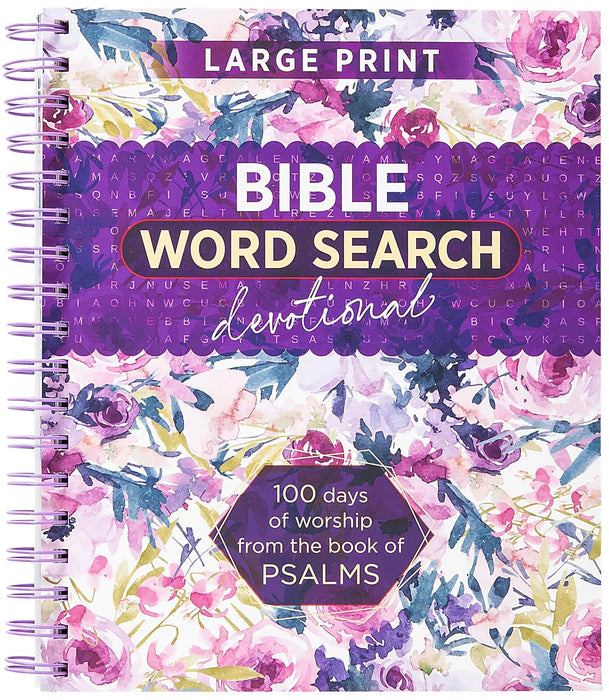 Bible Word Search Devotional: 100 Days of Worship from the Book of Psalm- Spiral Bounds