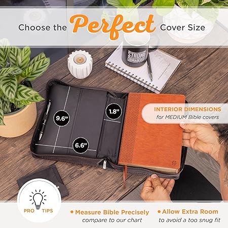 Be Strong & Courageous Portfolio Tan/Brown Bible Cover MD Joshua 1:9