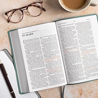 KJV Large Print Personal Size Reference Bible, Earthen Teal SuedeSoft LeatherTouch