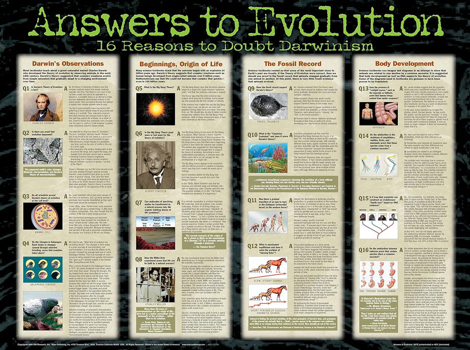 WALL CHART: Answers to Evolution - Laminated