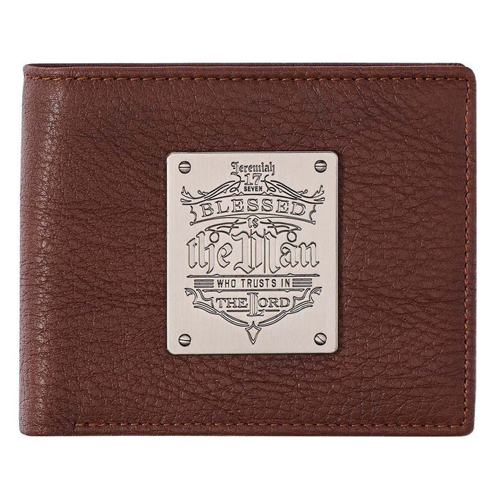 Blessed Is The Man Timber Spice Brown Genuine Leather Wallet Jeremiah 17:7