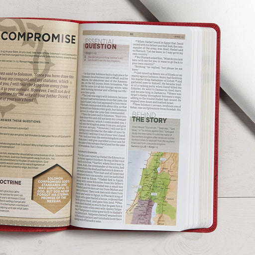 CSB ESSENTIAL TEEN STUDY BIBLE RED FLOWER LEATHERTOUCH - Morning Star Christian Bookstores