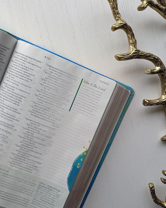 NLT Courage For Life Study Bible for Women, Filament Brushed Aqua Indexed
