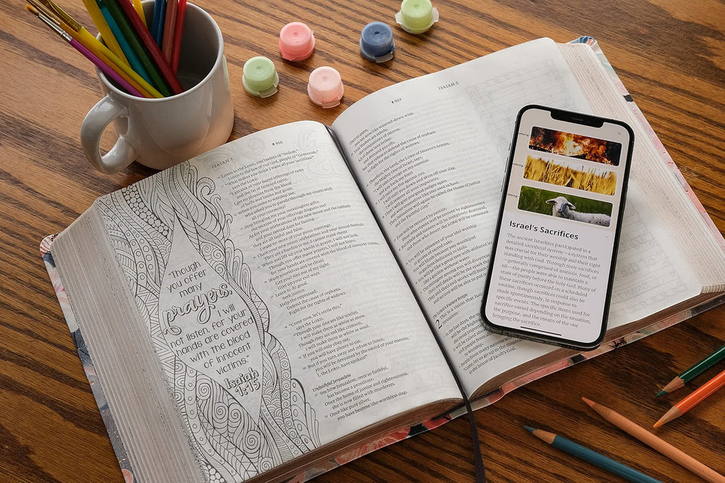 NLT Inspire Filament FAITH Bible, Hardcover Leatherlike, Coral Blooms
