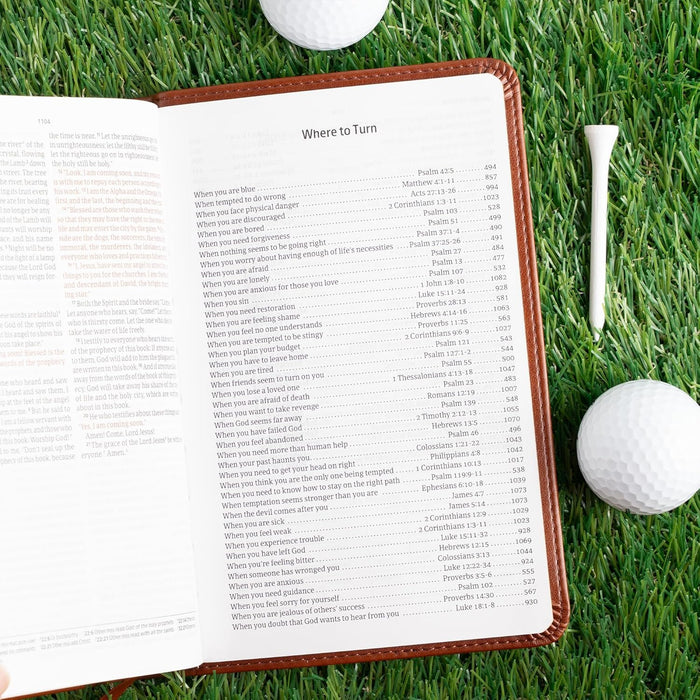 CSB In His Grip Golfer's Bible - Soft Leather-look, Brown