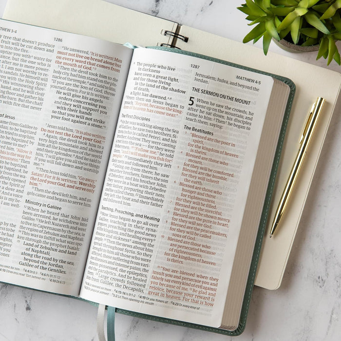 CSB Personal Size Giant Print Bible, Earthen Teal Leathertouch, Indexed - Morning Star Christian Bookstores