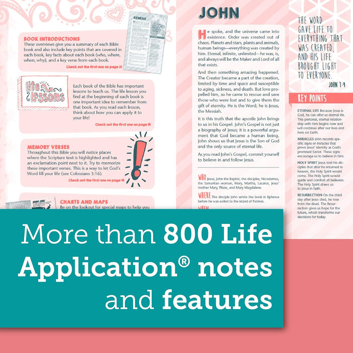 NLT Girls Life Application Study Bible - Pink Flower Hardcover - Morning Star Christian Bookstores