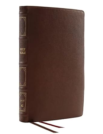 NKJV Deluxe Thinline Reference Bible Genuine Leather Brown