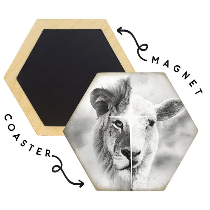 B&W Lion Lamb - Honeycomb Coasters