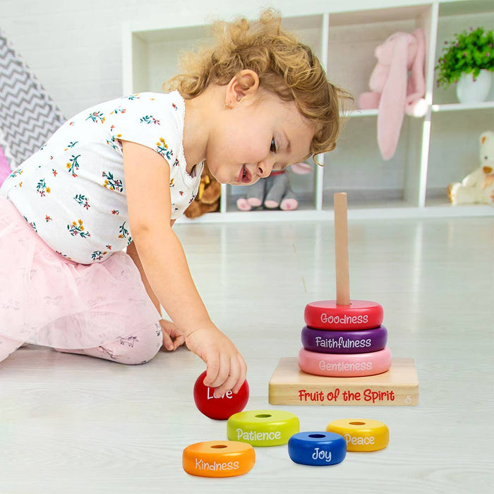 Wooden Puzzle - Stacking Rings - Fruit of the Spirit - Morning Star Christian Bookstores