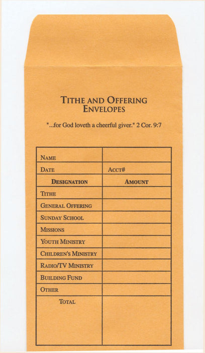 TITHES & OFFERINGS GOLDENROD ENVELOPES