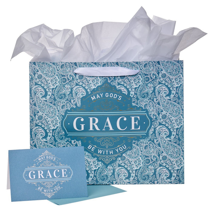 Gift Bag w/ Card LG Landscape God's Grace Paisley