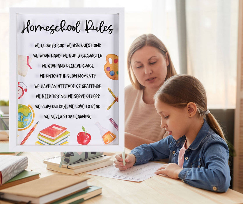 Framed Wall Art Homeschool Rules 11x14 - Morning Star Christian Bookstores