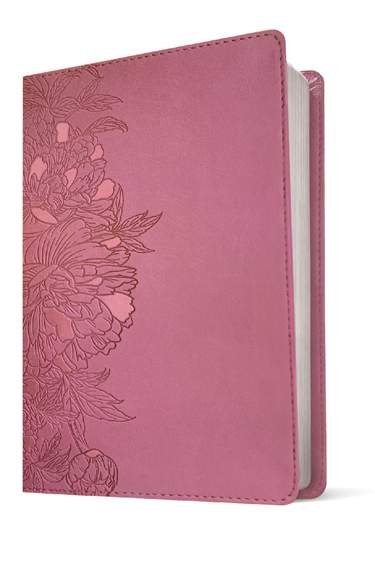 NLT Personal Size Giant Print Bible, Filament Enabled, LeatherLike, Peony Pink, Red Letter
