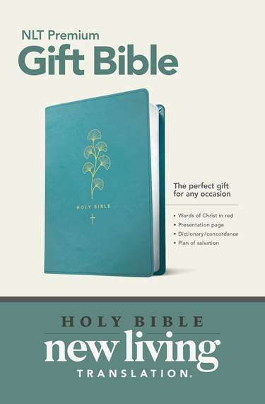 NLT Premium Gift Bible, LeatherLike, Teal Cross, Red Letter