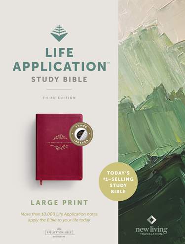 NLT Life Application Study Bible, Third Edition, Large Print, LeatherLike, Indexed, Berry, Red Letter