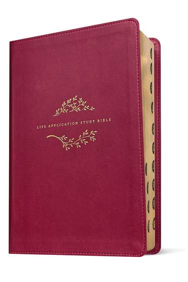 NLT Life Application Study Bible, Third Edition, Large Print, LeatherLike, Indexed, Berry, Red Letter