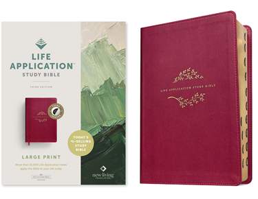 NLT Life Application Study Bible, Third Edition, Large Print, LeatherLike, Indexed, Berry, Red Letter