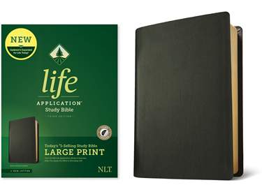 NLT Life Application Study Bible, Third Edition, Large Print, Genuine Leather, Indexed, Black, Red Letter