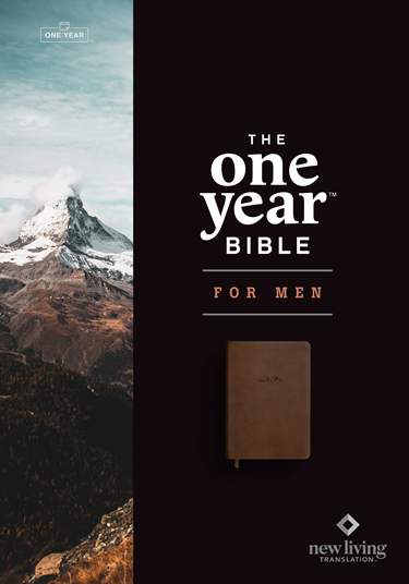 NLT The One Year Bible for Men, LeatherLike, Rustic Brown Mountain