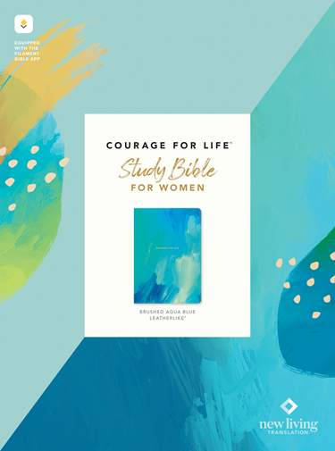 NLT Courage For Life Study Bible for Women, LeatherLike, Brushed Aqua Blue