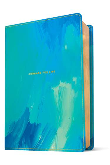 NLT Courage For Life Study Bible for Women, LeatherLike, Brushed Aqua Blue