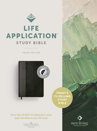 NLT Life Application Study Bible Third Edition, Black/Onyx LeatherLike, Thumb-Indexed