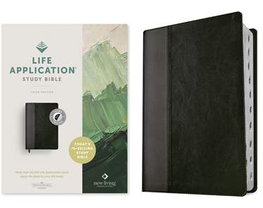 NLT Life Application Study Bible Third Edition, Black/Onyx LeatherLike, Thumb-Indexed