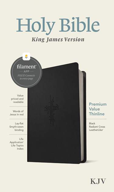 KJV Filament Premium Value Thinline Bible Black Radiant Cross