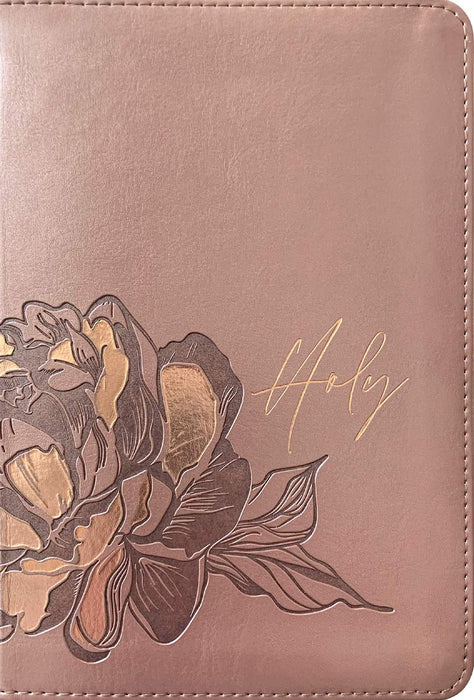 NLT Filament Compact Giant Print Bible Rose Metallic Peony Indexed