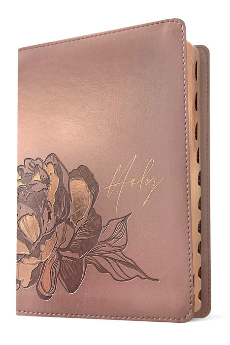 NLT Filament Compact Giant Print Bible Rose Metallic Peony Indexed