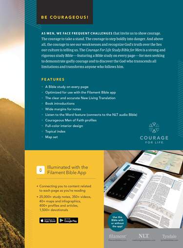 NLT Courage For Life Study Bible for Men, Filament Rustic Brown