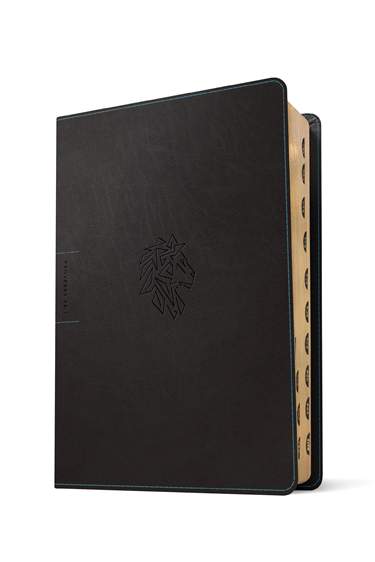 NLT Courage For Life Study Bible for Men, Filament Enabled, LeatherLike, Indexed, Onyx Lion