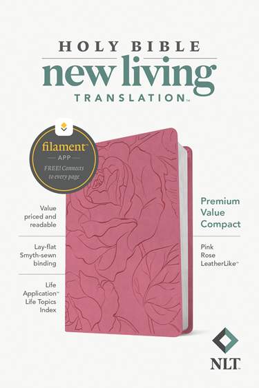 NLT Premium Value Compact Bible, Filament Enabled Edition, LeatherLike/Pink Rose