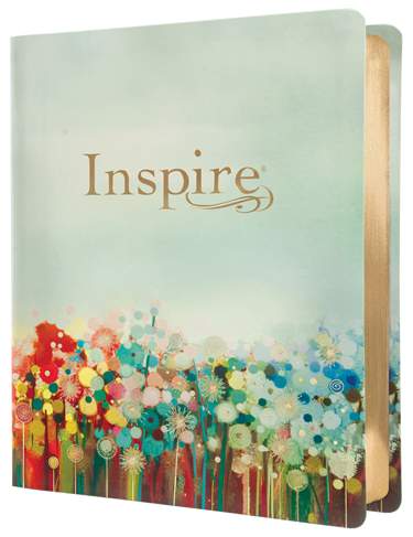 Inspire Bible Large Print NLT, LeatherLike, Floral Fields with Gold