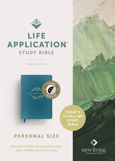 NLT Life Application Study Bible, Third Edition, Personal Size, LeatherLike, Indexed, Teal Blue, Red Letter