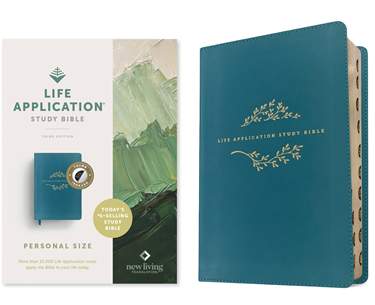 NLT Life Application Study Bible, Third Edition, Personal Size, LeatherLike, Indexed, Teal Blue, Red Letter