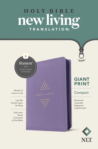 NLT Compact Giant Print Zipper Bible, Filament-Enabled Edition, Diamond Lavender