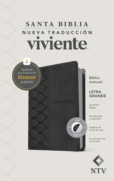 Biblia manual NTV, letra grande con Filament, LeatherLike, Indexed, Black, Red Letter
