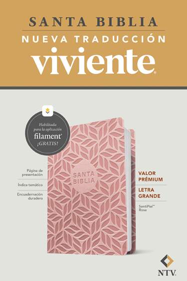 Biblia valor prémium NTV, letra grande con Filament, LeatherLike, Pink