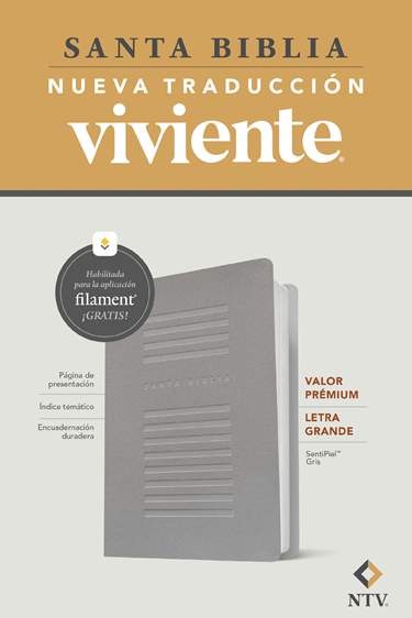 Biblia valor prémium NTV, letra grande con Filament, LeatherLike, Gray