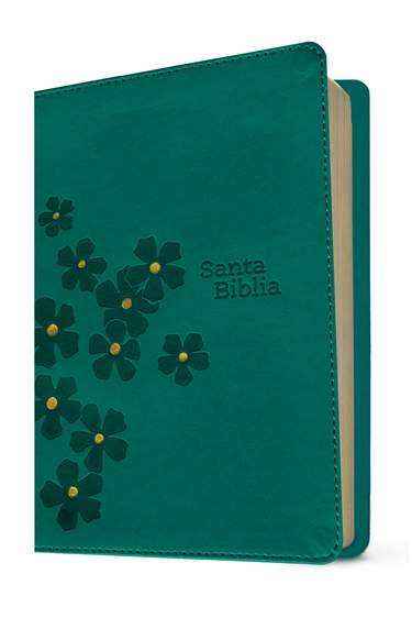 Biblia compacta NTV, letra gigante con Filament, LeatherLike, Teal Floral, Red Letter
