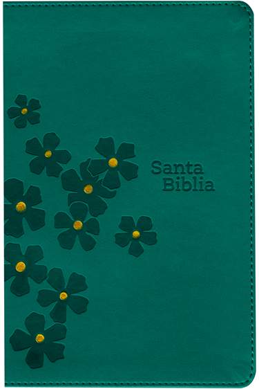 Biblia compacta NTV, letra gigante con Filament, LeatherLike, Indexed, Teal Floral, Red Letter