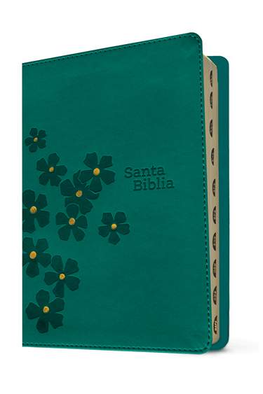 Biblia compacta NTV, letra gigante con Filament, LeatherLike, Indexed, Teal Floral, Red Letter