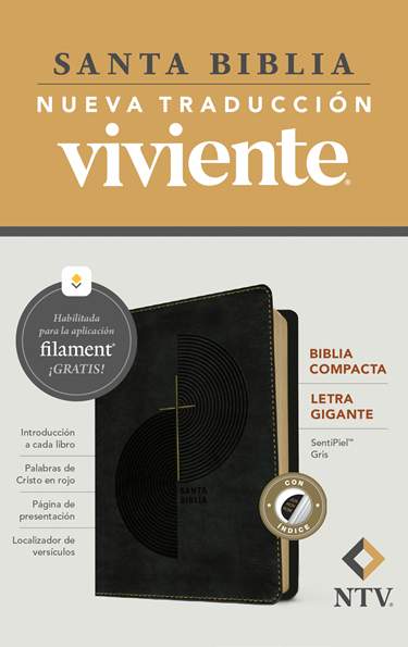 Biblia compacta NTV, letra gigante con Filament, LeatherLike, Indexed, Gray, Red Letter