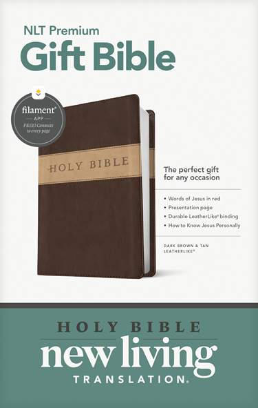 Premium Gift Bible, Filament-Enabled Edition, LeatherLike, Dark Brown/Tan TuTone, Red Letter
