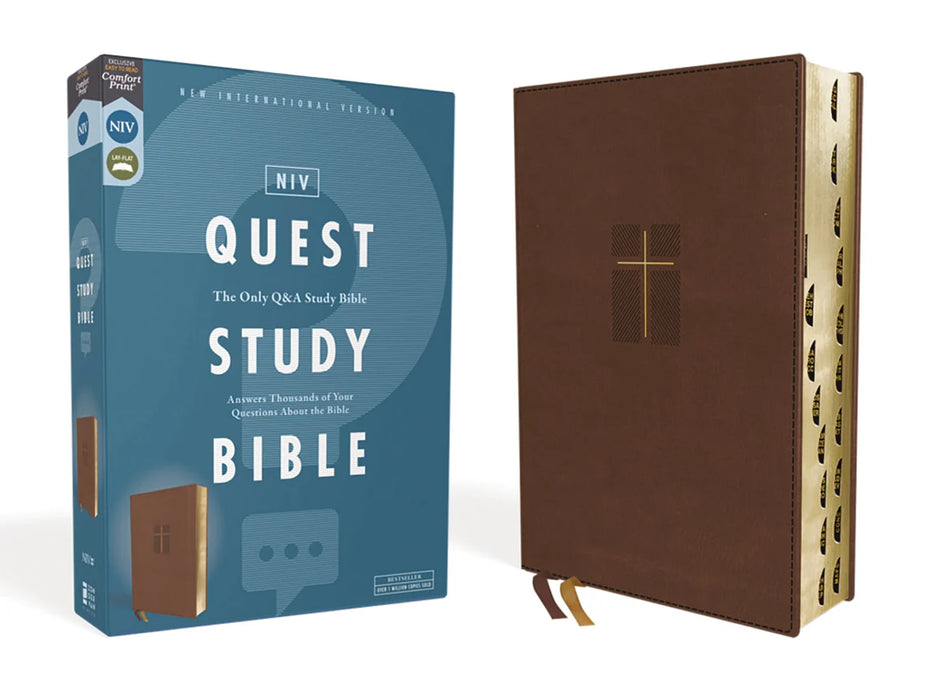 NIV, Quest Study Bible, Comfort Print, Brown Leathersoft, Indexed