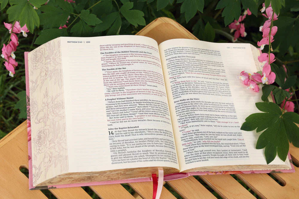 NIV, Artisan Collection Bible, Pink Floral Cloth Over Board