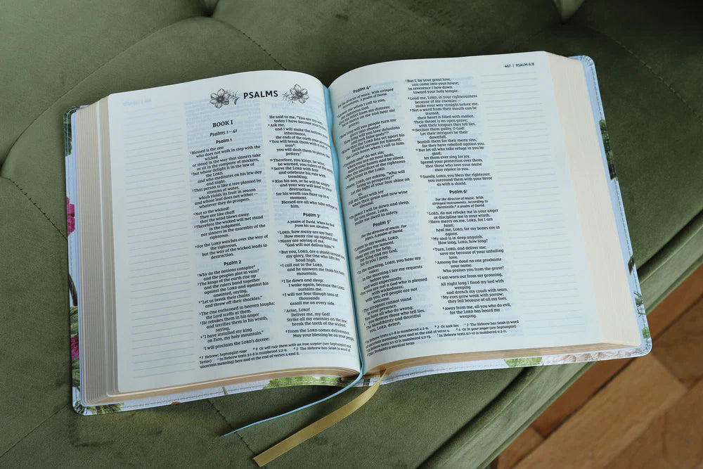 NIV Artisan Collection Bible Lthrsft Blue Floral Red Letter Edition